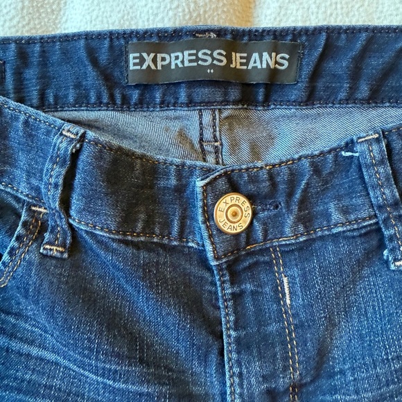 Women's Dark Blue Express Skinny Jean with zipper at bottom of pant leg - Picture 5 of 6